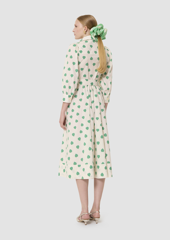 Rivoltine ecru hearts print poplin dress Pistache TARA JARMON US
