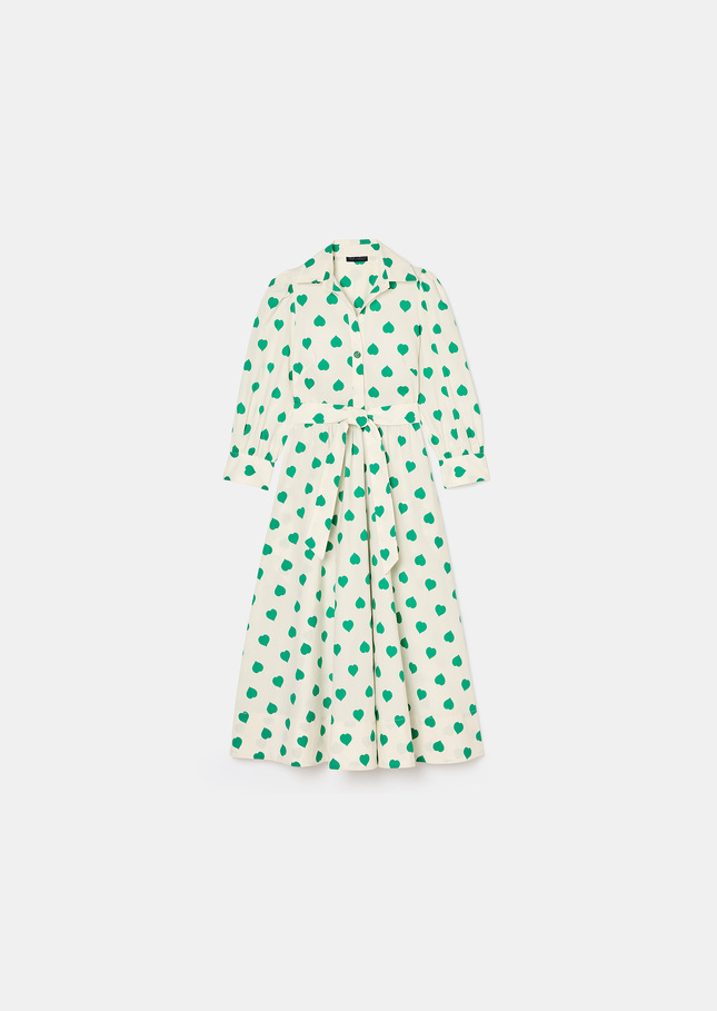 Rivoltine ecru hearts print poplin dress Pistache TARA JARMON US