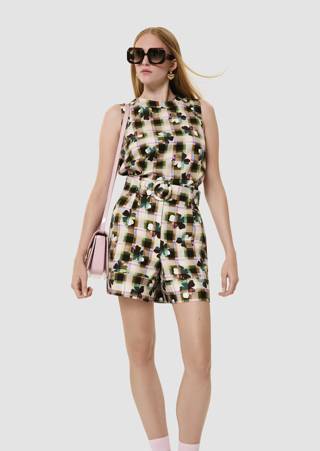 Shelby green short with clover pattern Thym TARA JARMON US