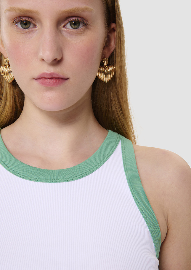 Trish ecru ribbed vest top Pistache TARA JARMON US