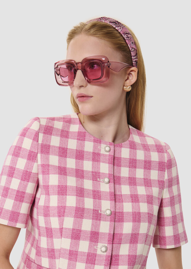 Vanita pink gingham jacket Bonbon TARA JARMON US