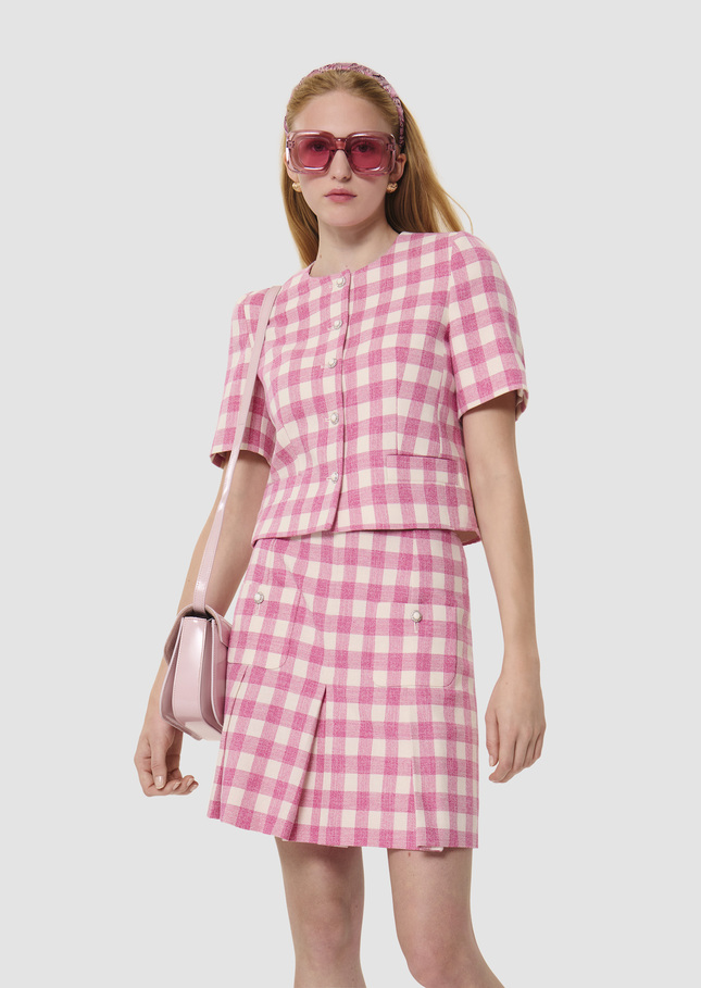 Vanita pink gingham jacket Bonbon TARA JARMON US