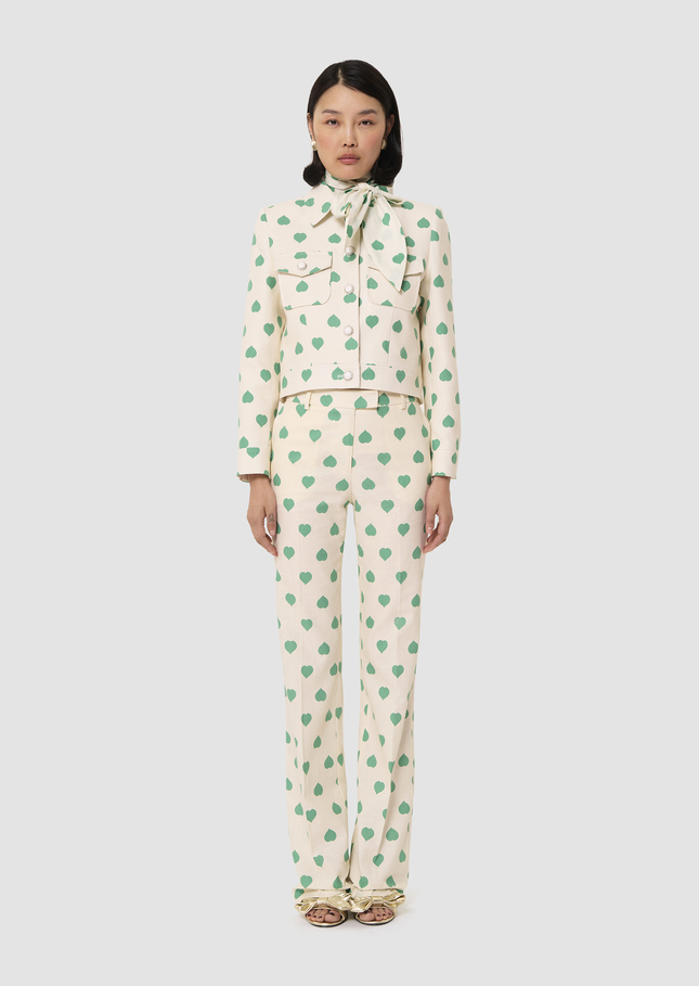 Vascano green hearts print jacket Pistache TARA JARMON US