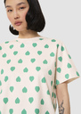 Taralovely ecru t-shirt with green hearts Pistache TARA JARMON US