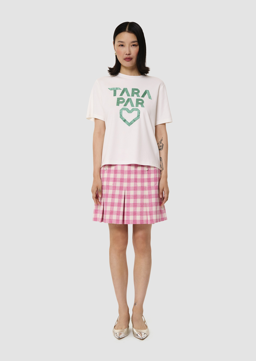 Trefle white double cotton T-shirt Pistache TARA JARMON US