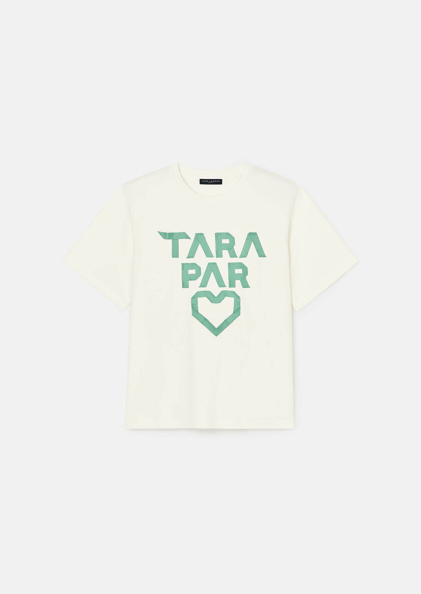Trefle white double cotton T-shirt Pistache TARA JARMON US