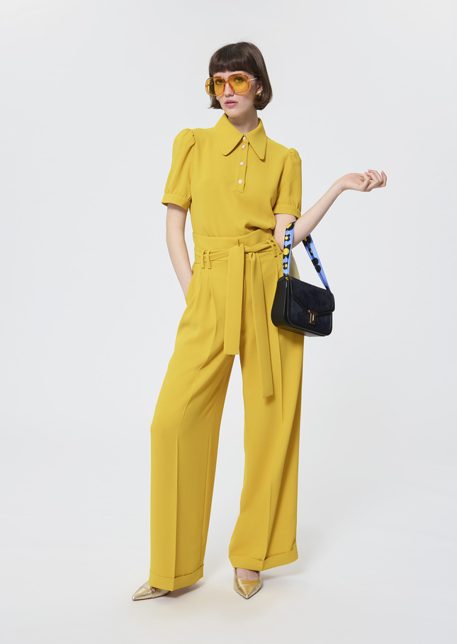 Pia Pants Lemon yellow crepe Lemon yellow TARA JARMON US