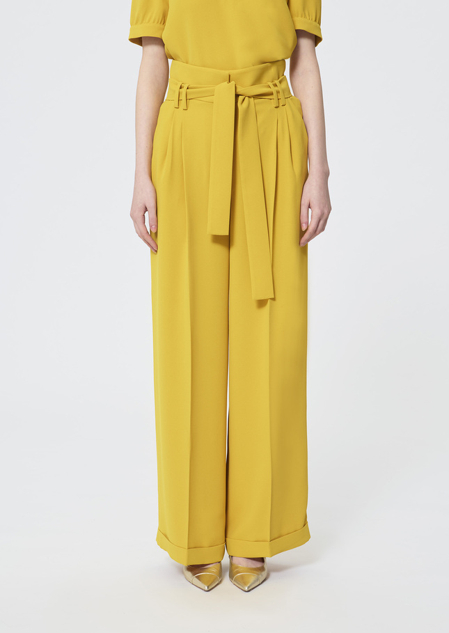 Pia Pants Lemon yellow crepe Lemon yellow TARA JARMON US