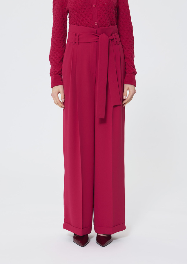 Pia Pants red crepe Garnet TARA JARMON US