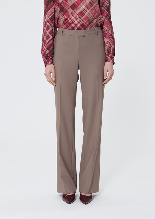 Poupee Pants beige in cold wool Taupe color TARA JARMON US