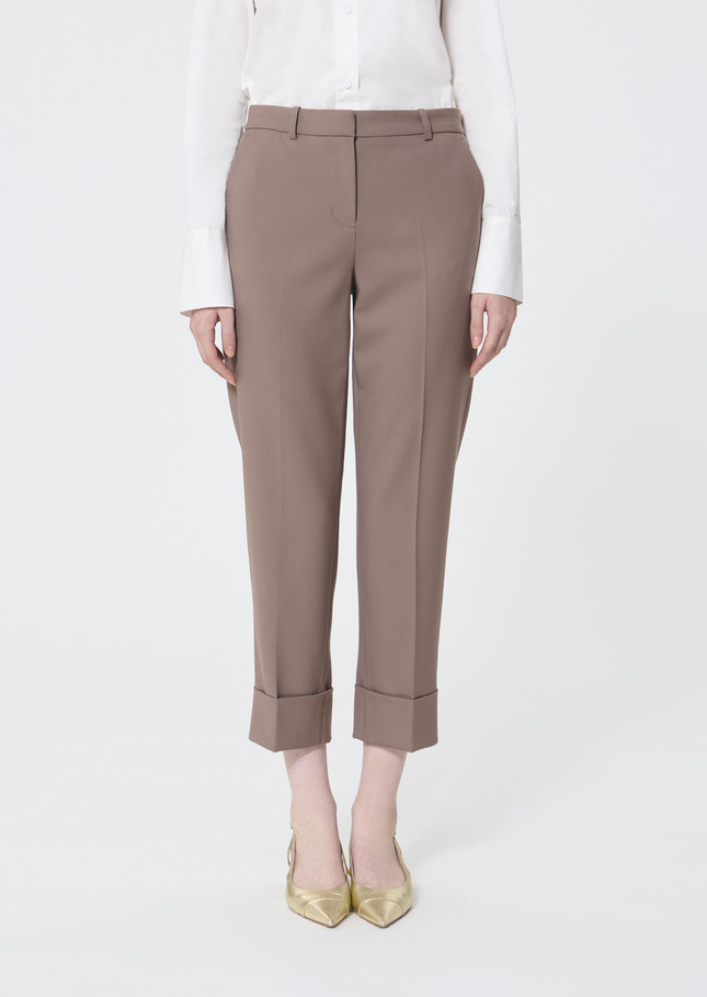 Philippa trousers beige in cold wool Taupe color TARA JARMON US