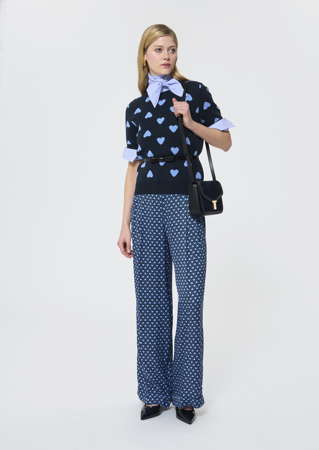 Polla sweater midnight blue jacquard hearts Night TARA JARMON US