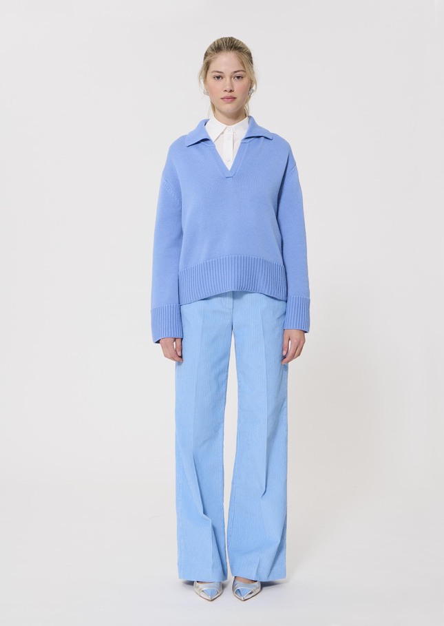 Paola sweater sky blue wool Horizon TARA JARMON US