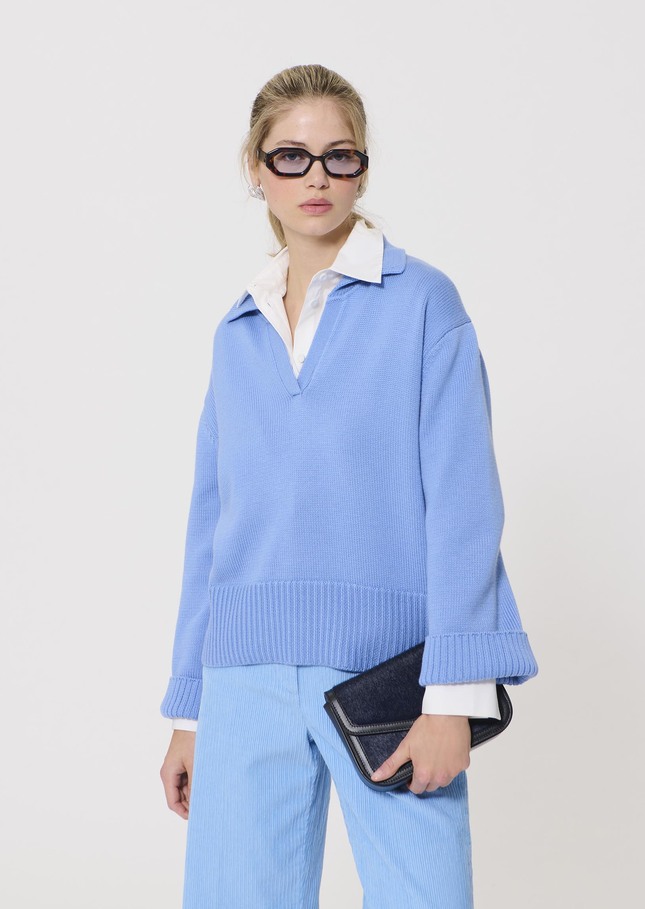 Paola sweater sky blue wool Horizon TARA JARMON US
