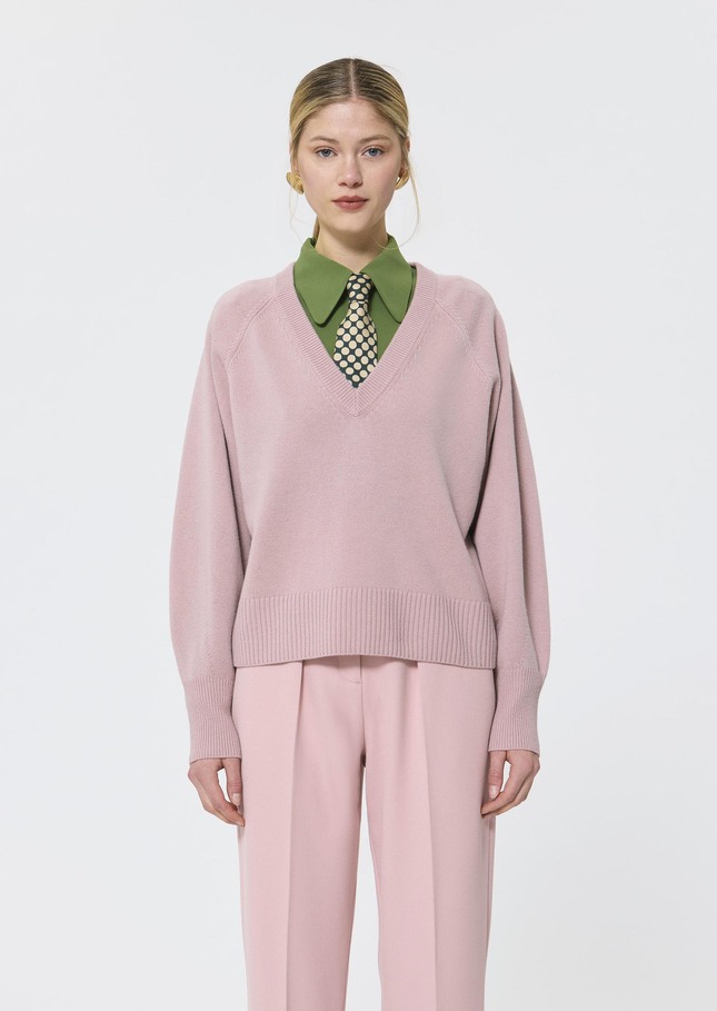 Paz sweater pale pink merino and alpaca wool Blush TARA JARMON US