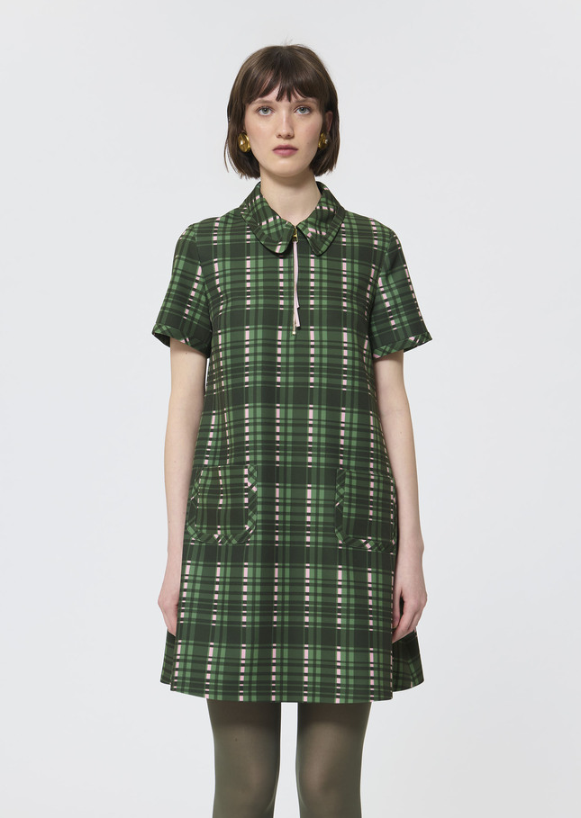 Rubina Dress green plaid double canvas Cactus TARA JARMON US