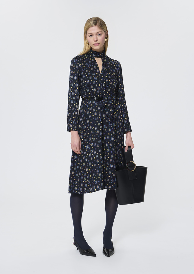 Rufus Dress midnight blue floral print Night TARA JARMON US
