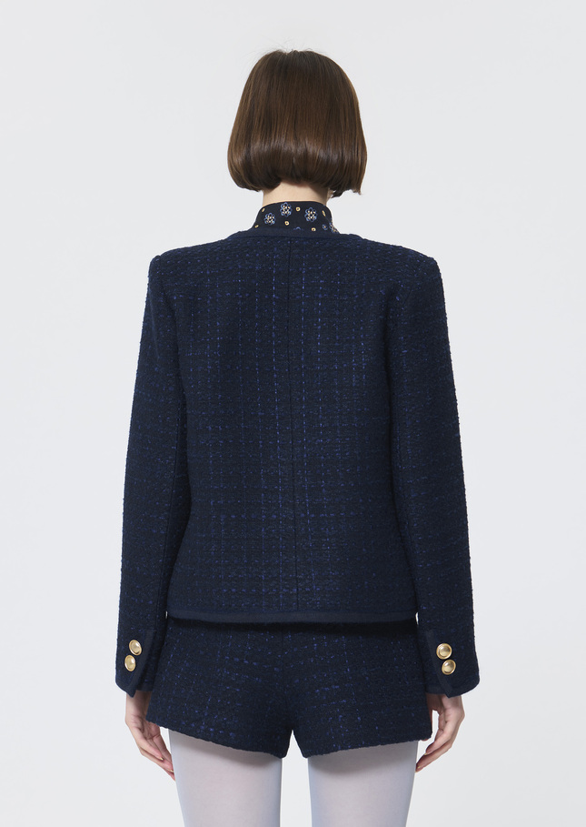 Velvet Jacket midnight blue iridescent tweed Night TARA JARMON US