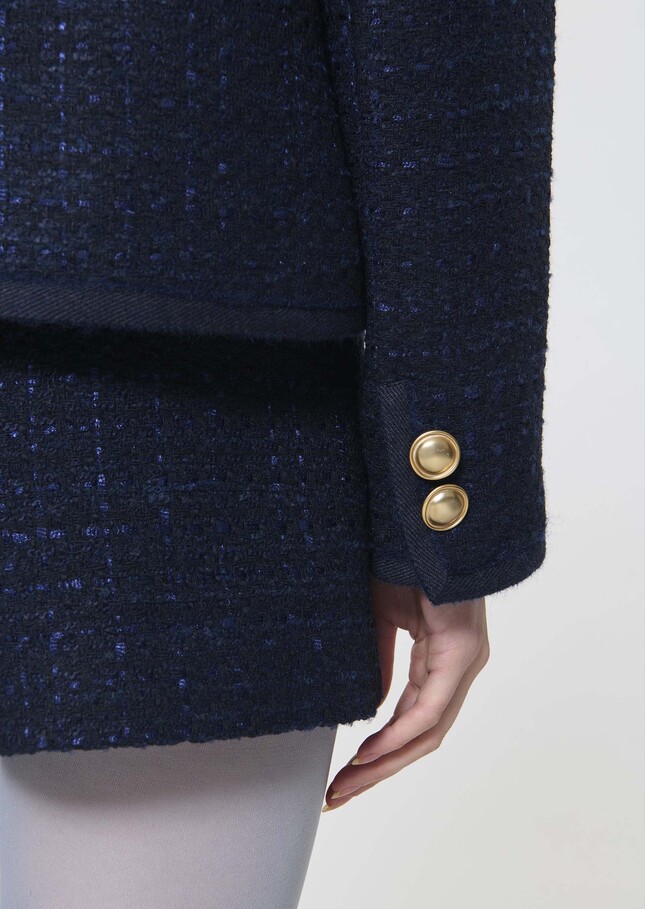 Velvet Jacket midnight blue iridescent tweed Night TARA JARMON US