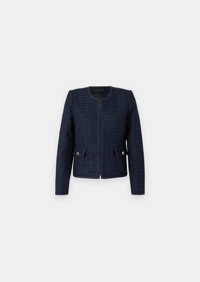 Velvet Jacket midnight blue iridescent tweed Night TARA JARMON US