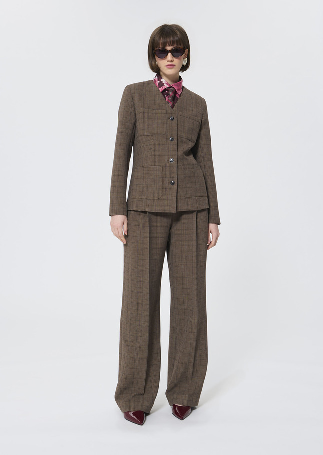 Vittoria jacket beige Prince of Wales check Taupe color TARA JARMON US