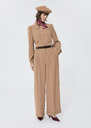 Pia Pants beige crepe Nut brown TARA JARMON US