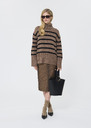 Pacome Sweater beige with black stripes in wool Taupe color TARA JARMON US