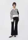 Paola sweater ecru with black stripes in wool Off-white TARA JARMON US