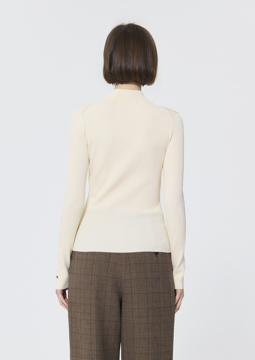 Prudie sweater ecru in extra-fine ribbed knit Off-white TARA JARMON US