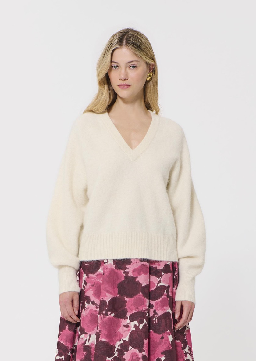 Paz sweater ecru in wool and alpaca Off-white TARA JARMON US