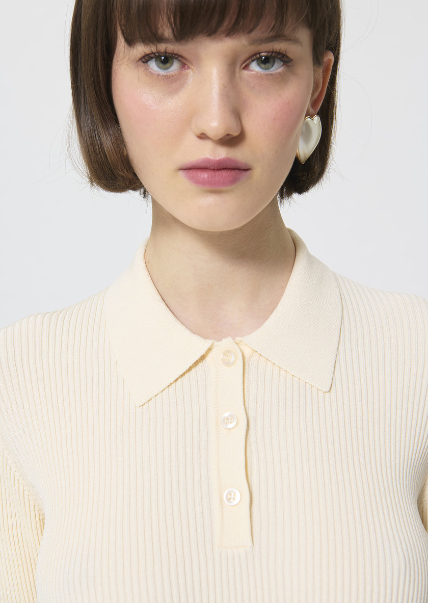 Priscilla Sweater ecru in extra-fine ribbed knit Off-white TARA JARMON US