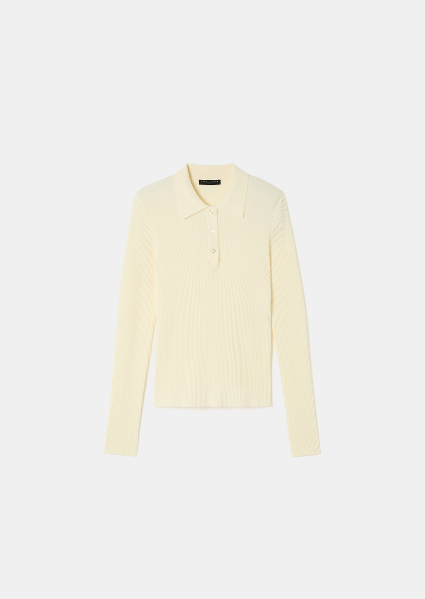Priscilla Sweater ecru in extra-fine ribbed knit Off-white TARA JARMON US