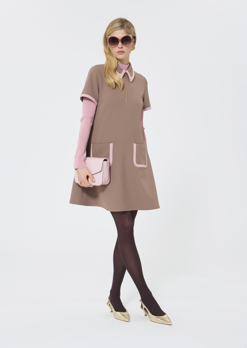 Rubina Dress beige double canvas Taupe color TARA JARMON US