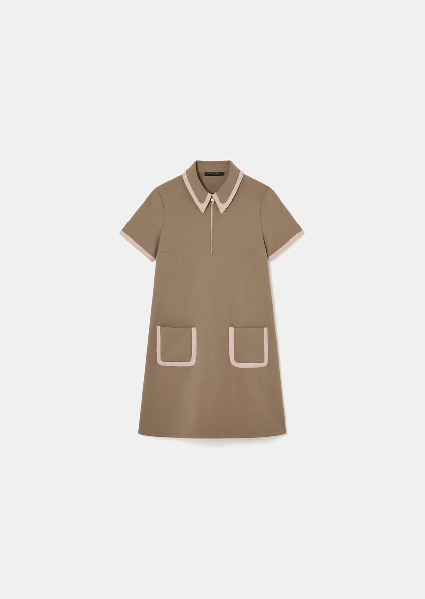 Rubina Dress beige double canvas Taupe color TARA JARMON US