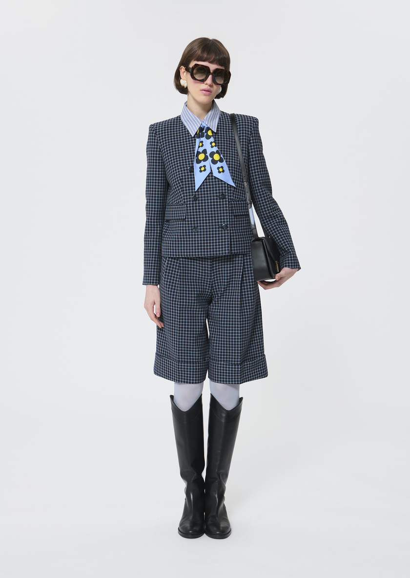 Vermeil Jacket navy blue with small checks Night TARA JARMON US
