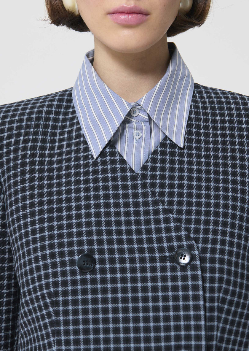 Vermeil Jacket navy blue with small checks Night TARA JARMON US