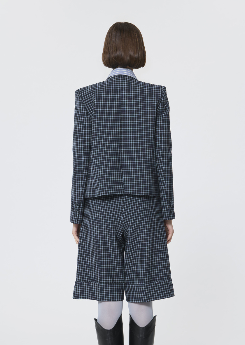 Vermeil Jacket navy blue with small checks Night TARA JARMON US