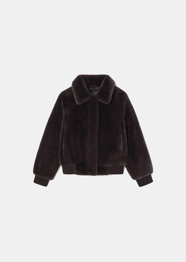 Bianca Jacket brown faux fur curly Chocolate TARA JARMON US