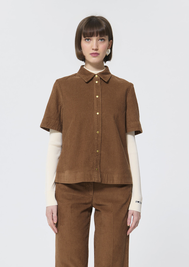 Camilia shirt beige corduroy Nut brown TARA JARMON US