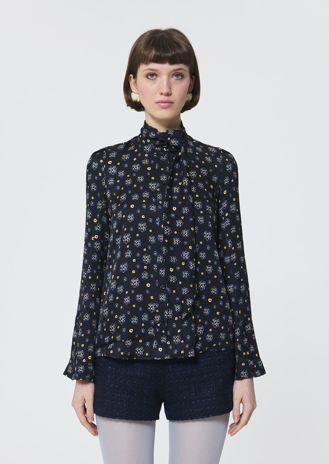 Colette shirt midnight blue floral print Night TARA JARMON US