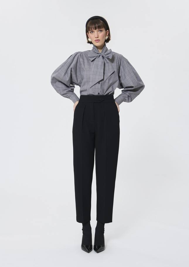 Candya shirt grey gingham patchwork poplin Charcoal TARA JARMON US