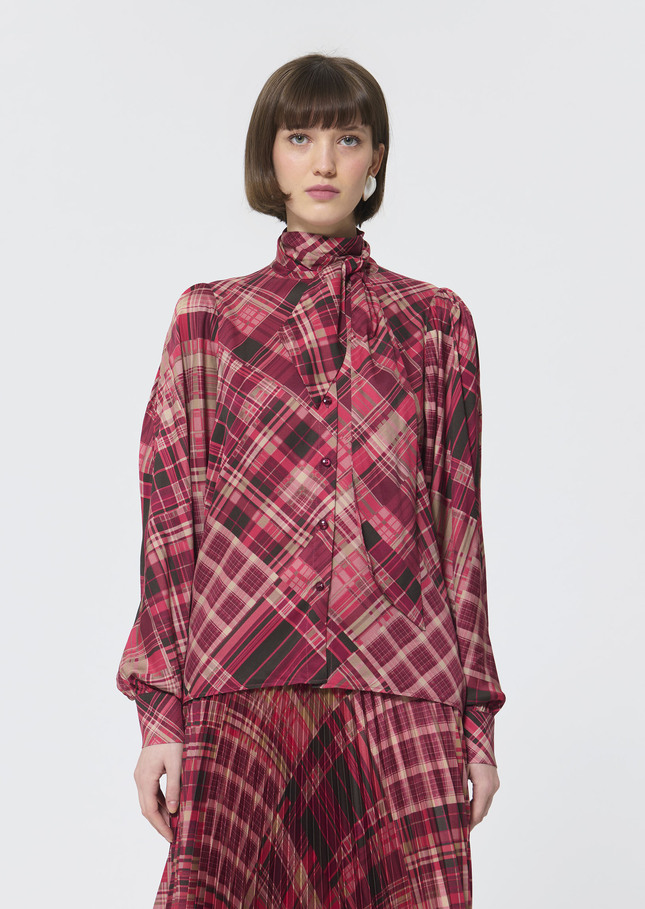 Candya shirt pink plaid print Raspberry TARA JARMON US