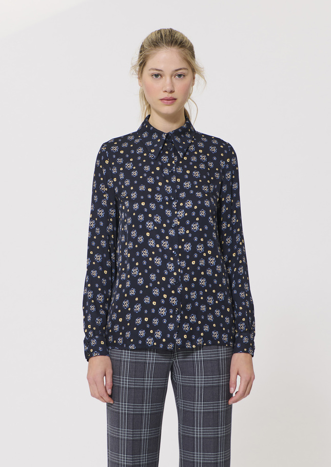 Charlotte shirt midnight blue floral print Night TARA JARMON US