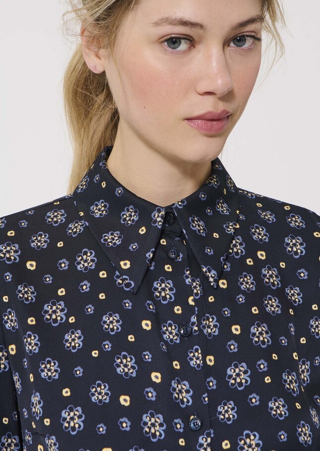 Charlotte shirt midnight blue floral print Night TARA JARMON US