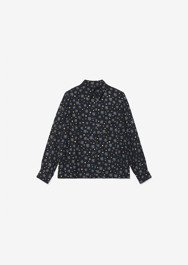 Charlotte shirt midnight blue floral print Night TARA JARMON US