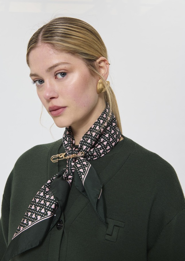Effy stole English green silk Vert anglais TARA JARMON US