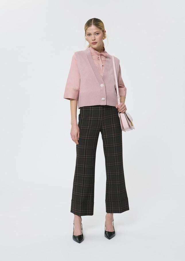 Gilles vest pale pink wool and alpaca Blush TARA JARMON US