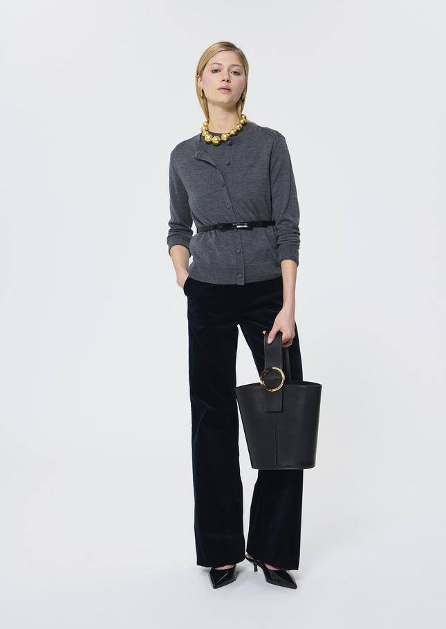 Ginno Vest heather grey merino wool Gray grey TARA JARMON US