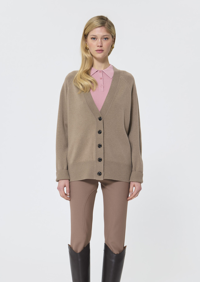 Grace Vest beige in merino and alpaca wool Taupe color TARA JARMON US