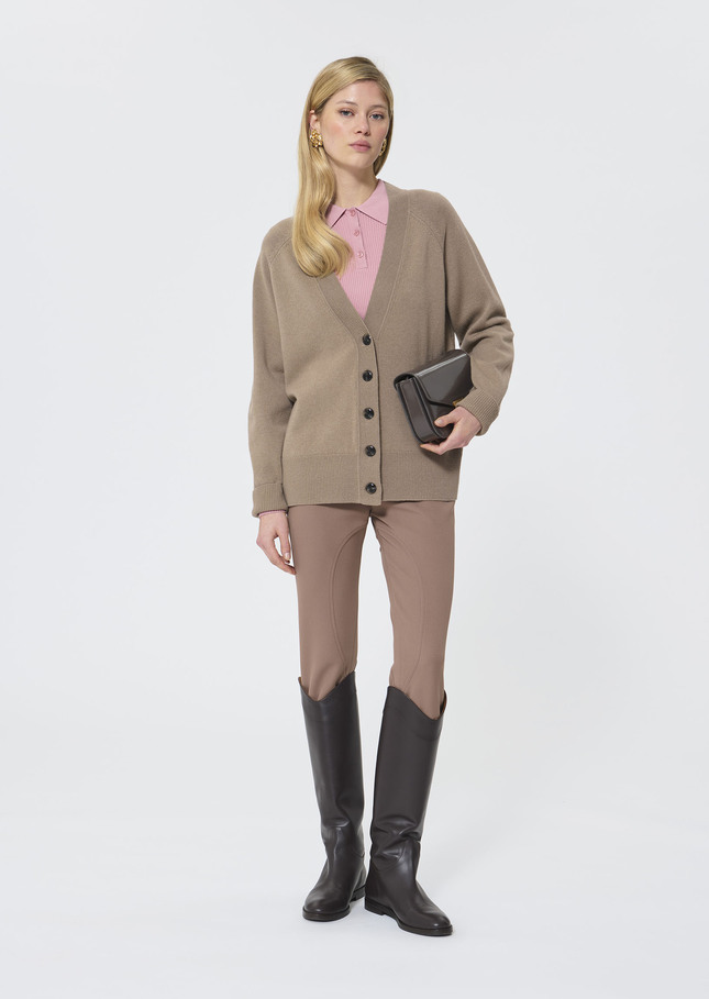 Grace Vest beige in merino and alpaca wool Taupe color TARA JARMON US